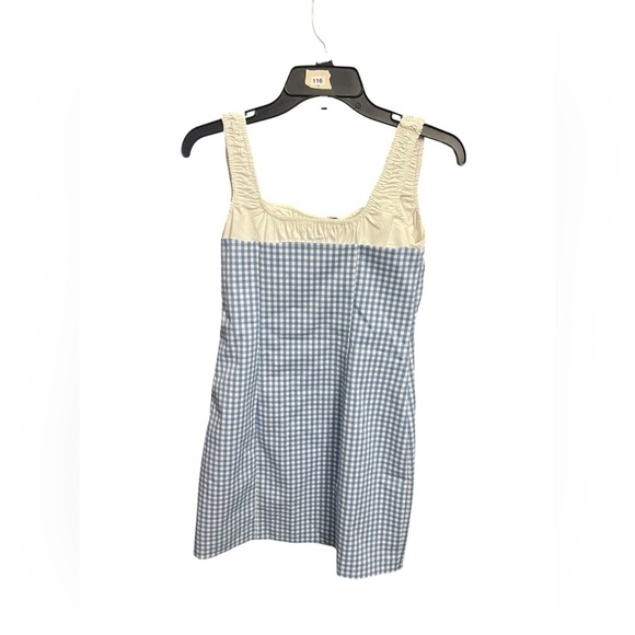Zara combination gingham dress Blue - Picture 6 of 8